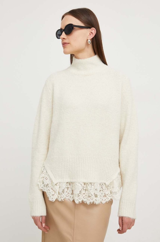 Vlnený sveter Answear Lab s prímesou vlny béžová YHC7807.HWK