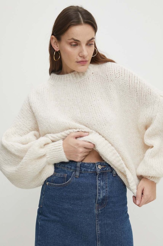 Answear Lab sweter z wełną beżowy 1IT.IKK