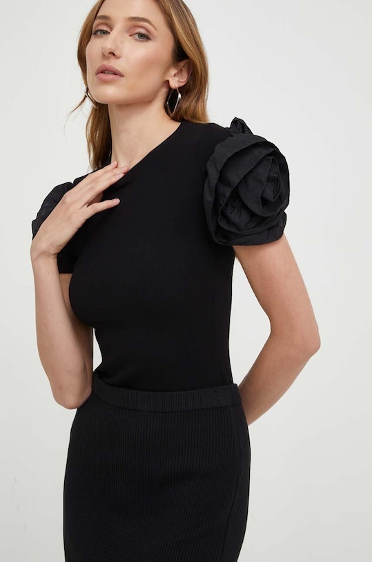 Majica Answear.LAB Z elastanom črna JMC19398.HWK
