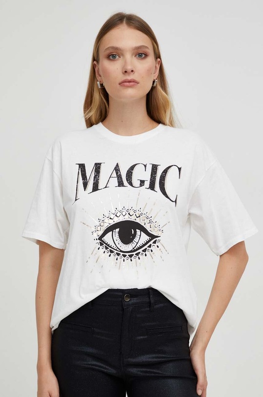 Answear.LAB t-shirt bawełniany nadruk biały 603049.IWK