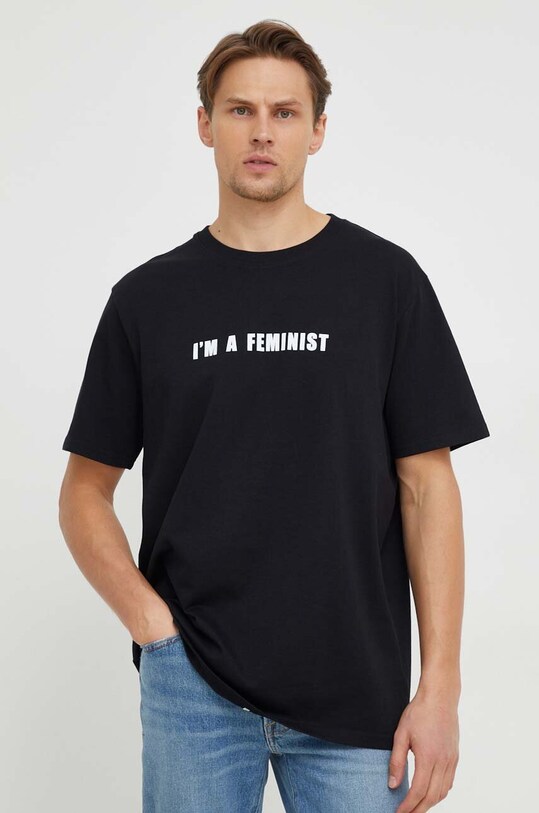 Answear Lab t-shirt bawełniany WZ23.TSD07J czarny WZ23