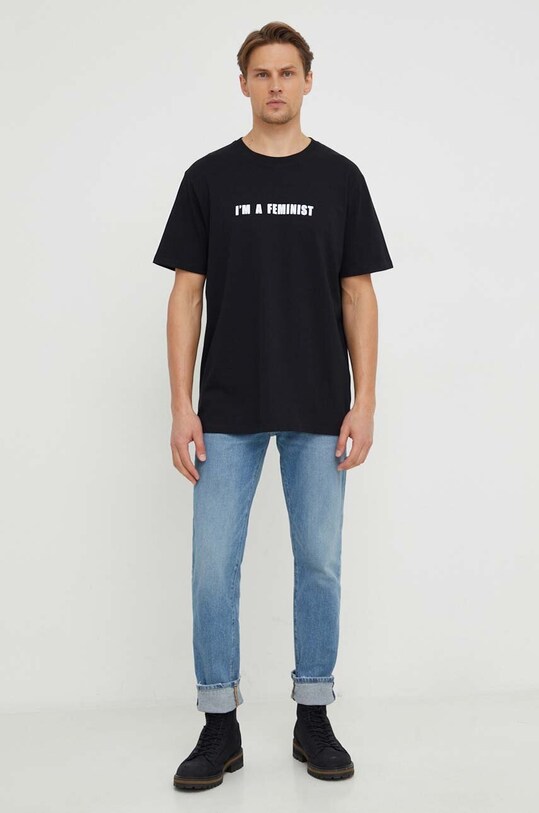 Answear Lab t-shirt bawełniany czarny WZ23.TSD07J