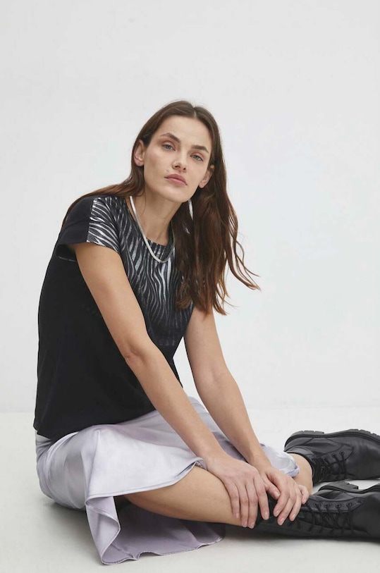 Oblačila Bombažna kratka majica Answear.LAB 15446.HWK črna