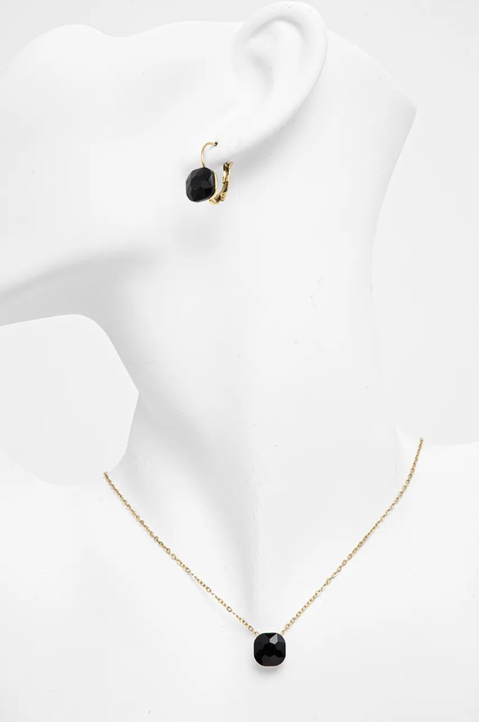 Náušnice a náhrdelník Answear.LAB černá ZO9224E.ZO9226N.HLK