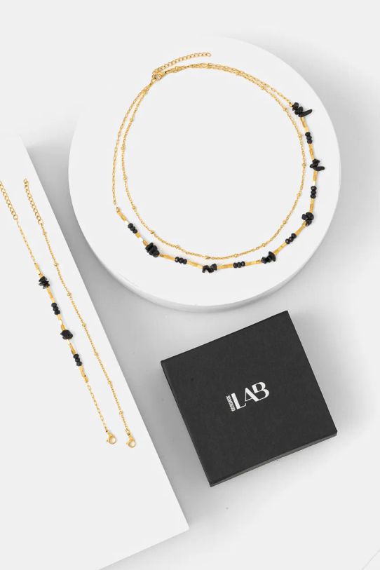 Answear.LAB naszyjnik i bransoletki Gift Box czarny 22025.22026.FLK