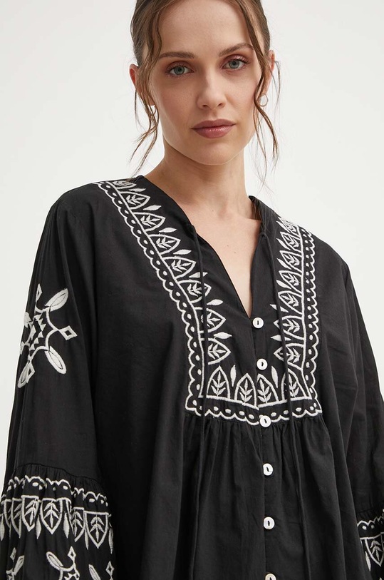 Answear Lab bluza din in M3005.HWK negru WZ24