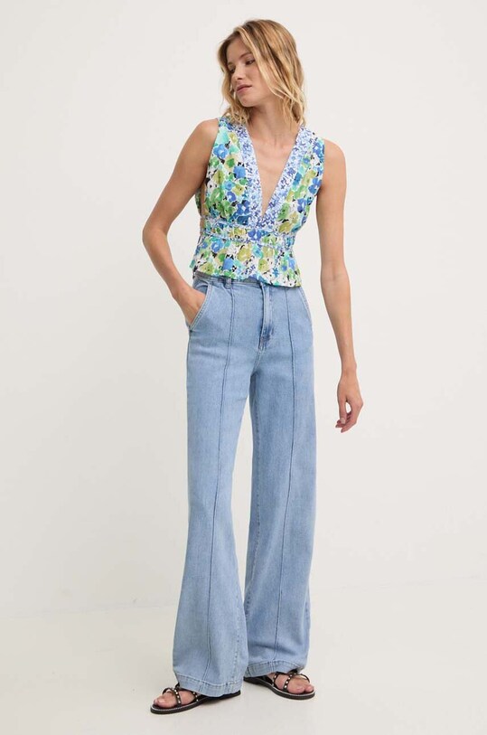 Хлопковая блузка Answear.LAB 3385.TWK зелёный WZ24