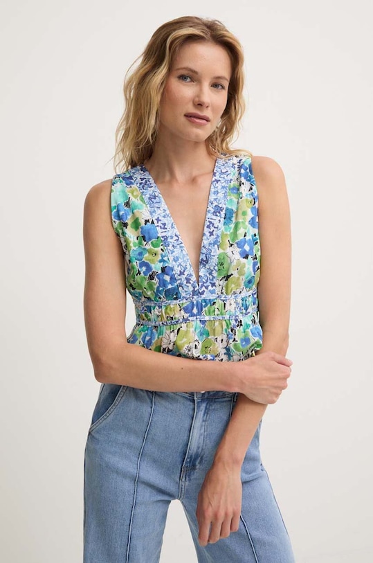 Answear Lab camicetta in cotone verde 3385.TWK