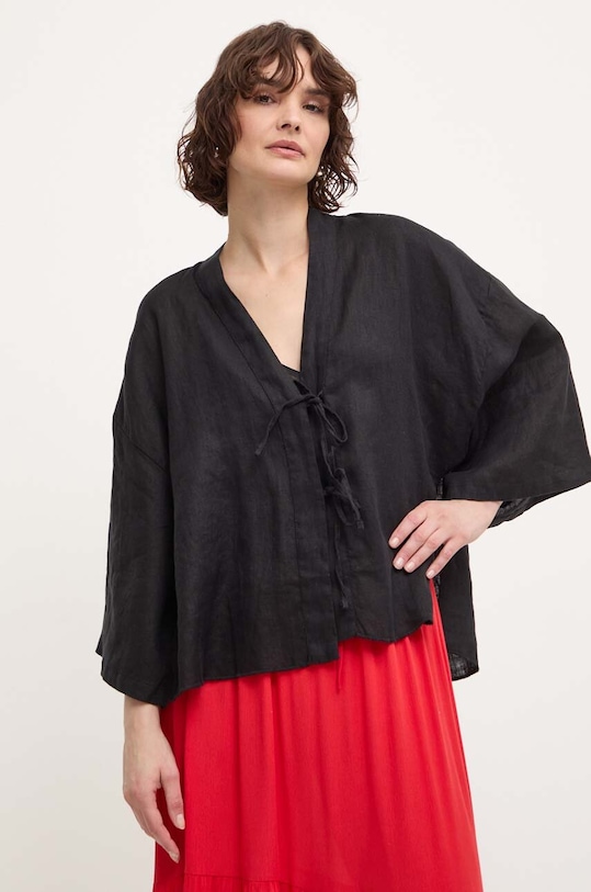 Answear Lab bluzka lniana czarny 33530.th