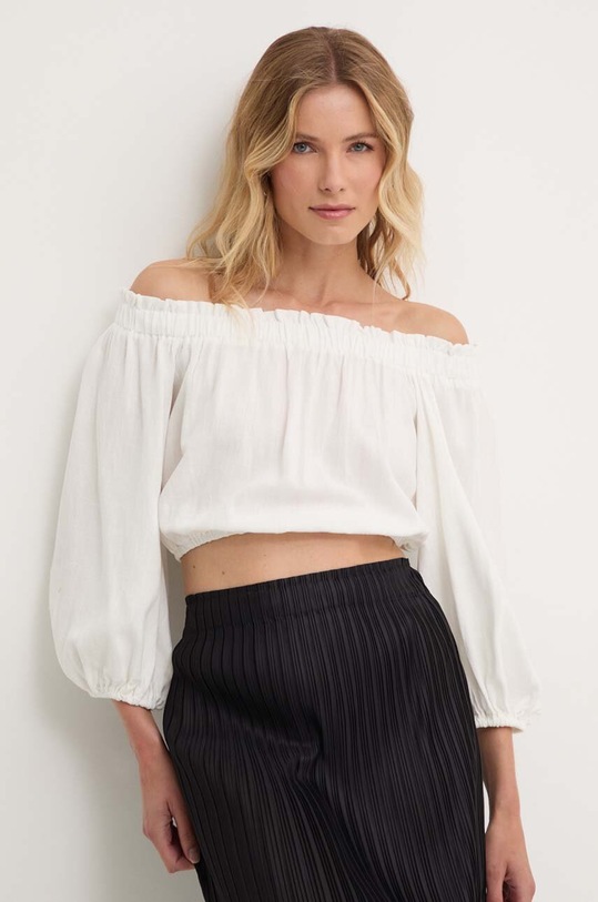 Answear Lab bluzka z lnem regular biały 2760.fkk