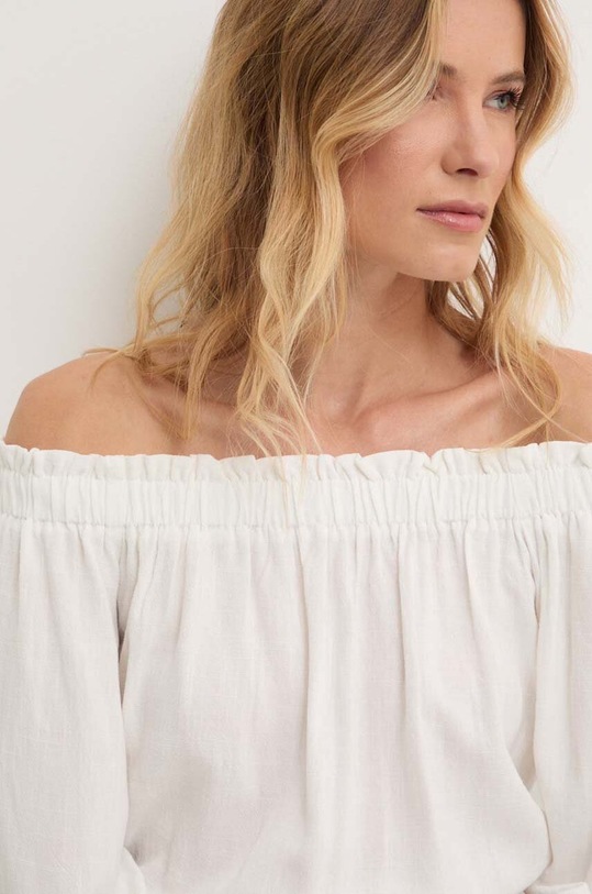 Answear Lab bluzka z lnem biały 2760.fkk