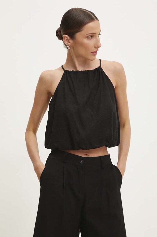Answear Lab bluza din in negru .0973.IKK