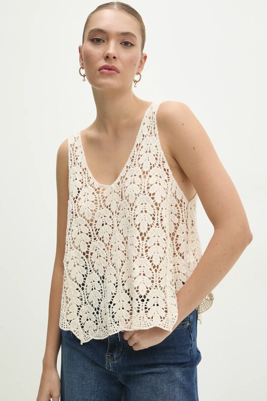 Answear Lab bluza din bumbac uni bej 4292679.wms