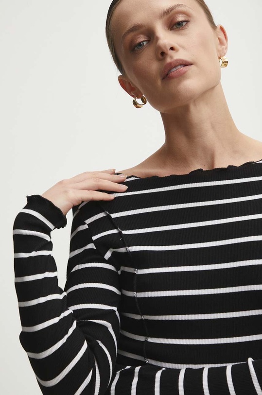 Answear Lab longsleeve negru LLT.624FRILLY.ums