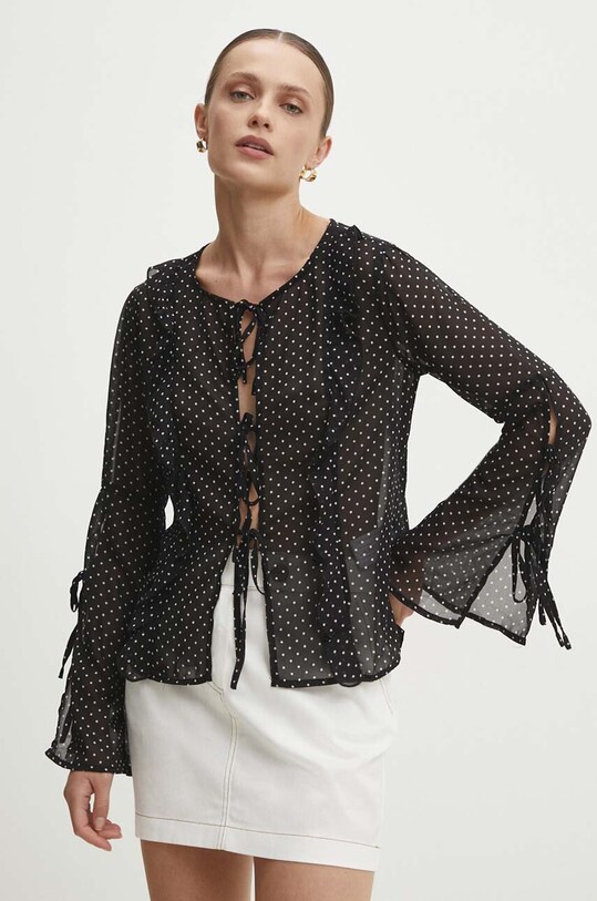 Answear Lab bluza legat negru LWT.272CARRIE.cms