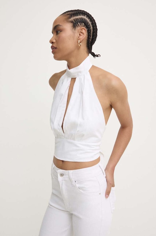 Answear.LAB top z lnem casual biały 92216.ijs