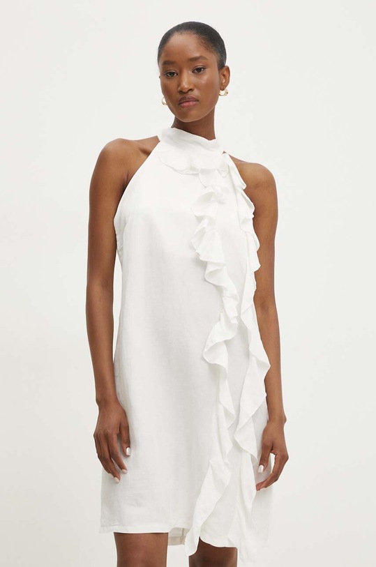 Answear.LAB sukienka z lnem biały 92335.IJS