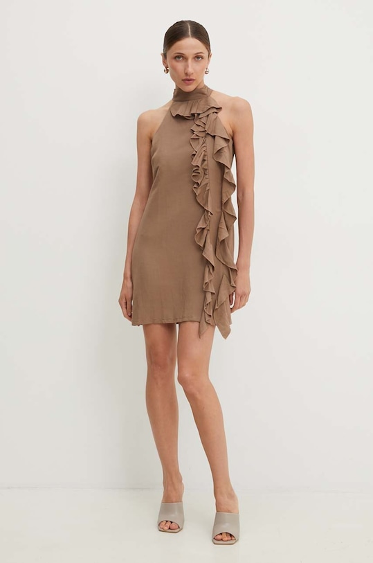 Answear.LAB sukienka z lnem 92335.IJS brązowy WZ24