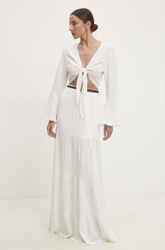 Answear Lab bluza din in 92337.ijs alb WZ24