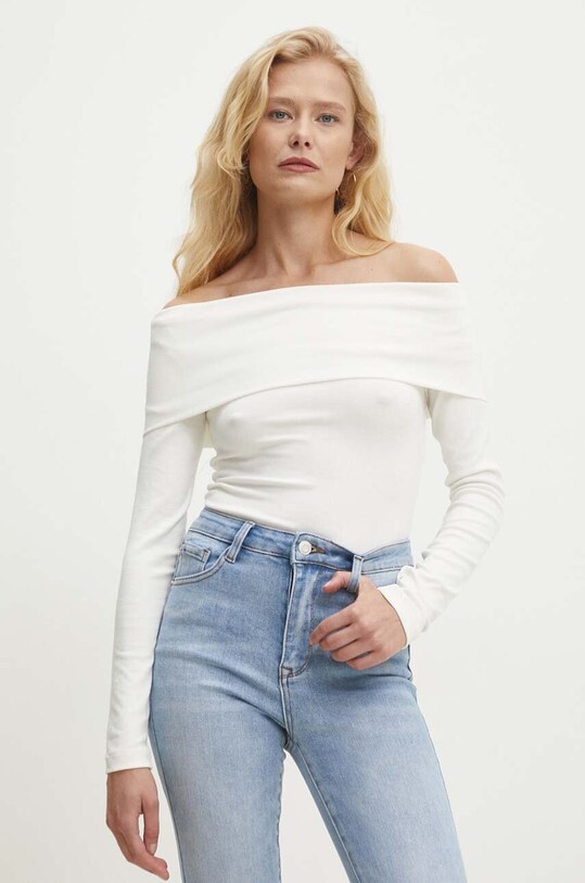 Answear Lab longsleeve uni alb WZ24.BDD03A.th