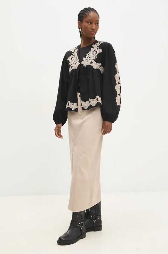 Answear Lab camicetta in cotone ESQ.BDD03M.TJS nero WZ24