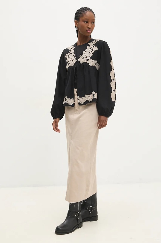 Бавовняна блузка Answear.LAB ESQ.BDD03M.TJS чорний WZ24