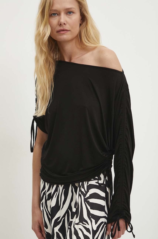 Answear.LAB bluzka z elastanem czarny mlc.bdd03t.tjs
