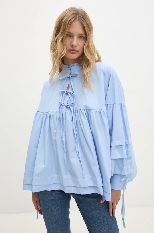 Answear Lab bluza din bumbac fixat albastru sng.6.tjs