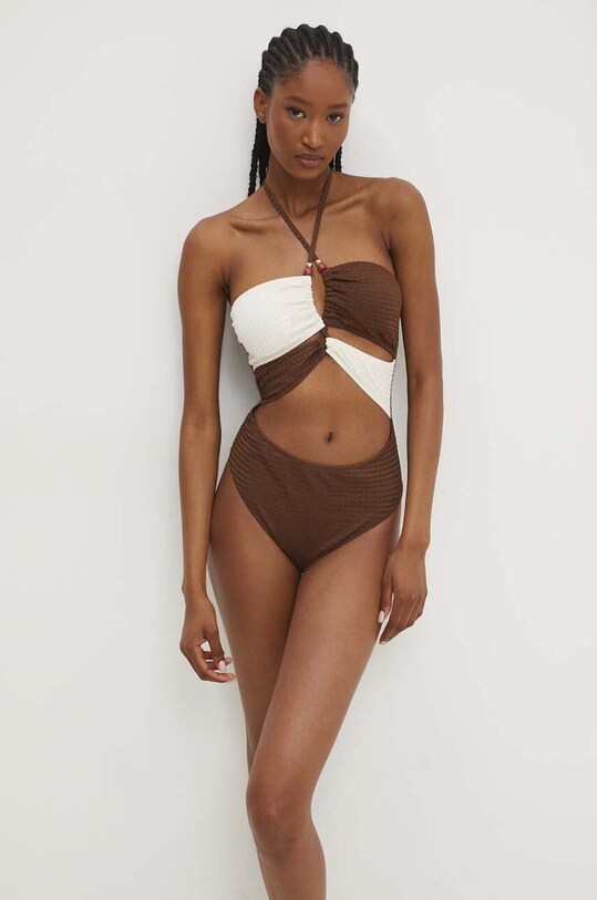 Answear Lab costum de baie dintr-o bucată maro hwd600.1p.fh