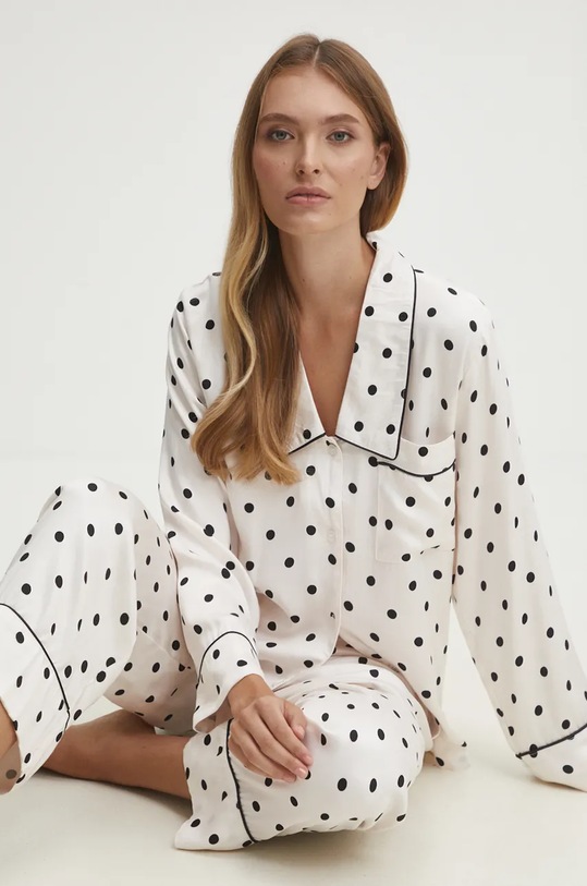 Answear Lab piżama tkanina beżowy 9422.CMS