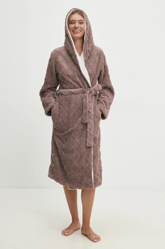 Answear Lab szlafrok dzianina brązowy 1043.CMS