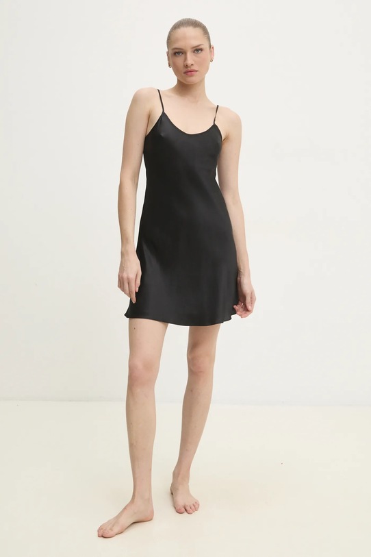 Hodvábna nočná košeľa Answear.LAB 1090.CMS čierna WZ24