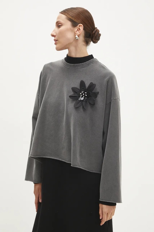 Answear.LAB bluza bawełniana aplikacja szary UFP00119.HWK