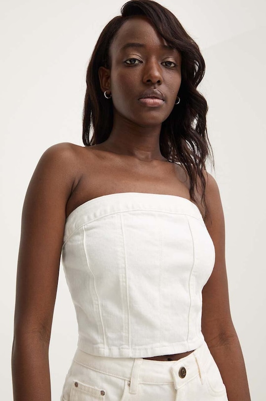 Džínový top Answear.LAB slim bílá RD2300.HWK