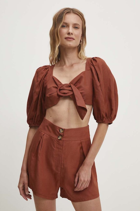 Answear Lab set complet cu lenjerie panza maro 16594.16593.TMS