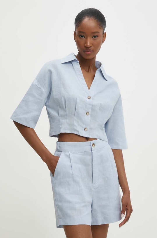 Answear Lab komplet lniany tkanina niebieski 4677.4678.IKK