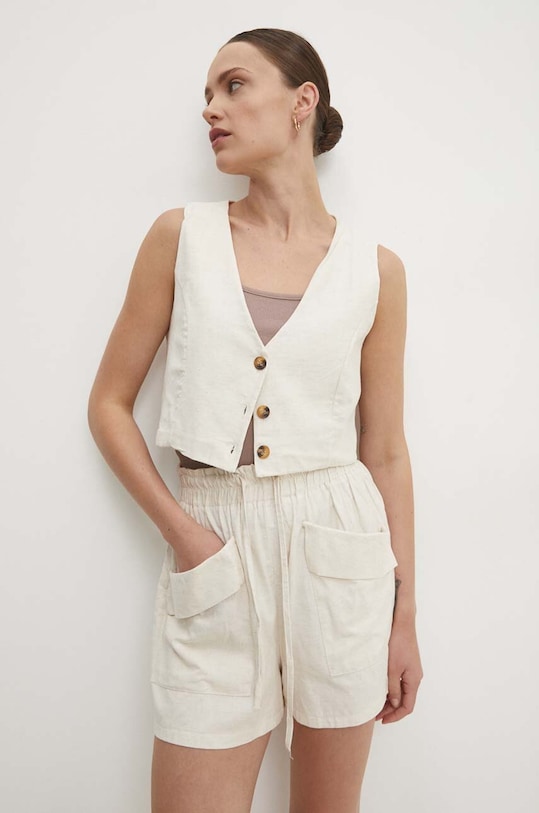Answear Lab kamizelka i szorty bawełna biały SNG10.TMS