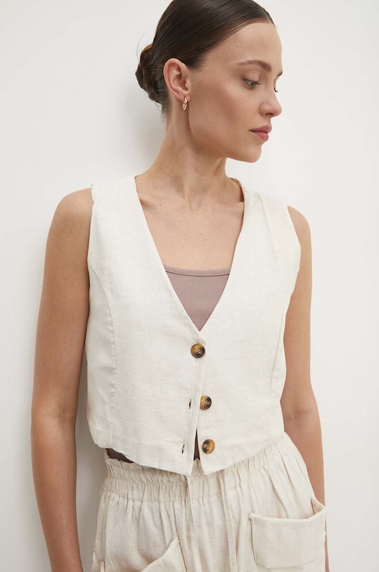 Answear Lab kamizelka i szorty biały SNG10.TMS