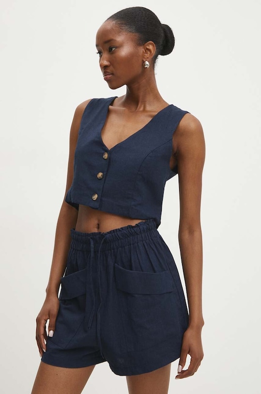 Vesta a šortky Answear.LAB látka námořnická modř SNG10.TMS