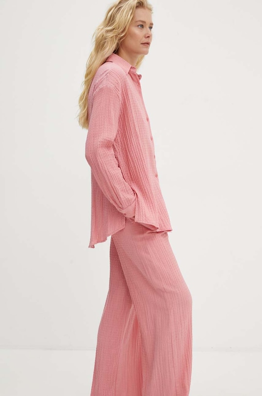 Answear Lab komplet z lnem tkanina różowy SNG12.TMS