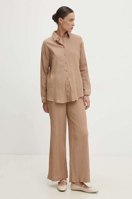 Answear Lab komplet z lnem tkanina beżowy SNG12.TMS