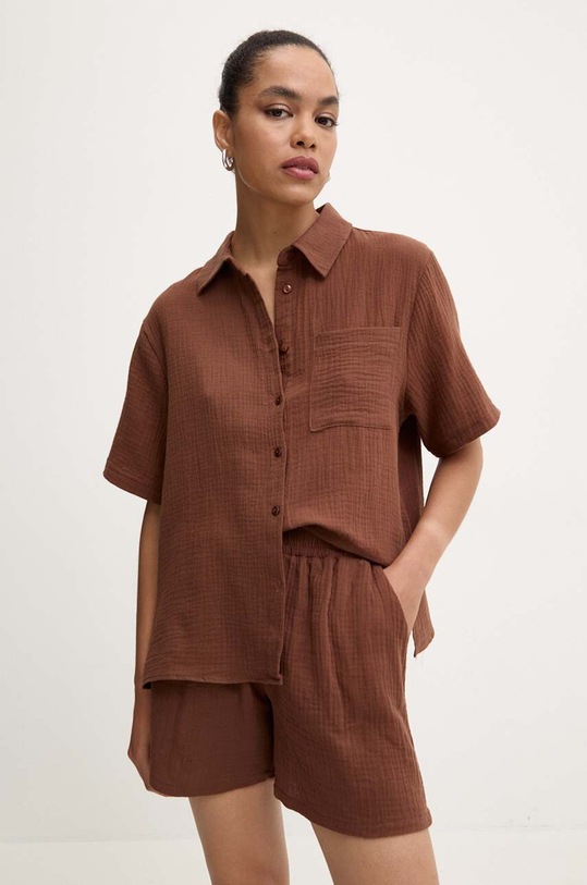 Answear Lab komplet bawełniany tkanina brązowy SNG14.TMS