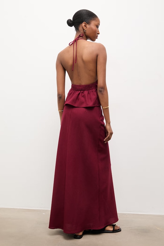 Answear.LAB komplet damski z lnem bordowy ps8996ab.fjs