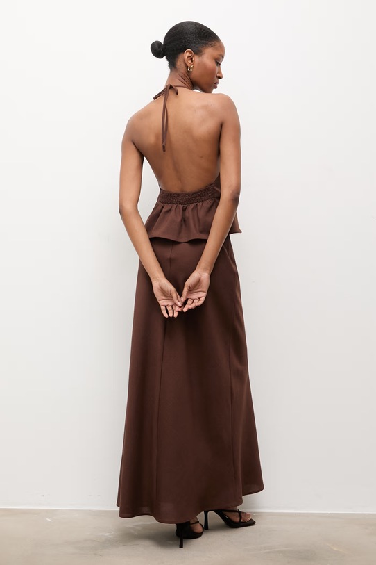 Answear.LAB komplet damski z lnem brązowy ps8996ab.fjs