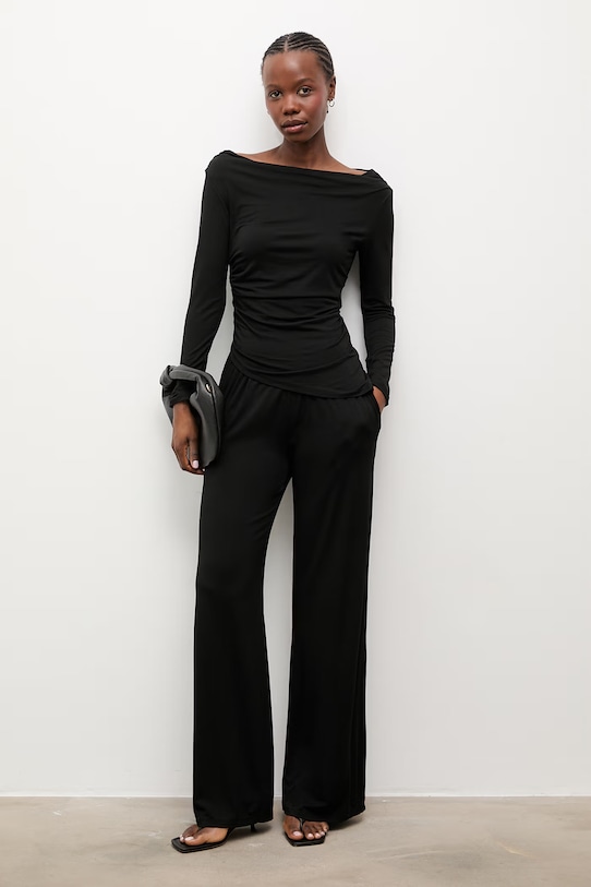 Answear Lab bluză și pantaloni tricotaj negru c.58115.58116.fjs