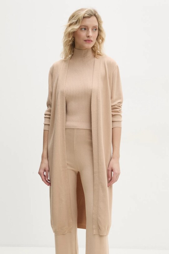 Answear Lab pantaloni, top și cardigan mc2402.FLK bej WW25