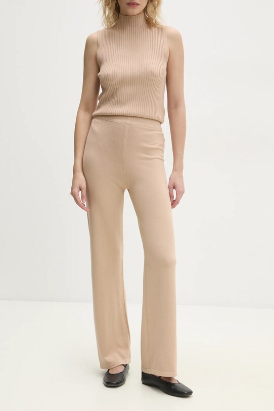 Answear Lab pantaloni, top și cardigan bej mc2402.FLK