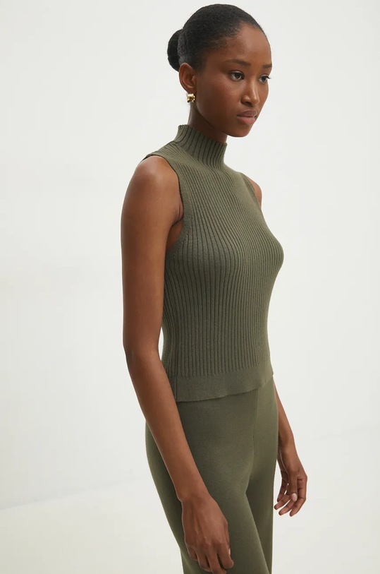 Answear Lab pantaloni, top și cardigan mc2402.FLK verde WW25
