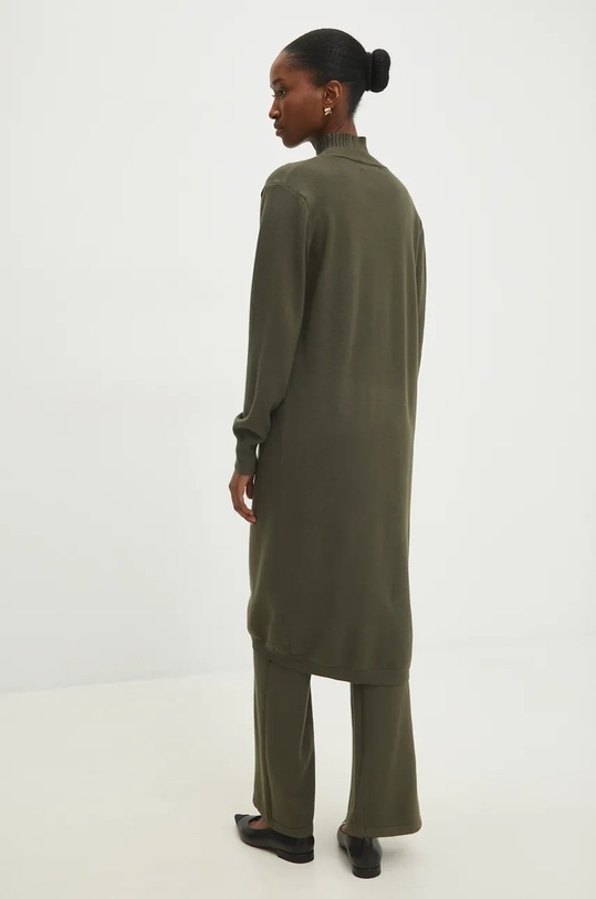 Answear Lab pantaloni, top și cardigan verde mc2402.FLK
