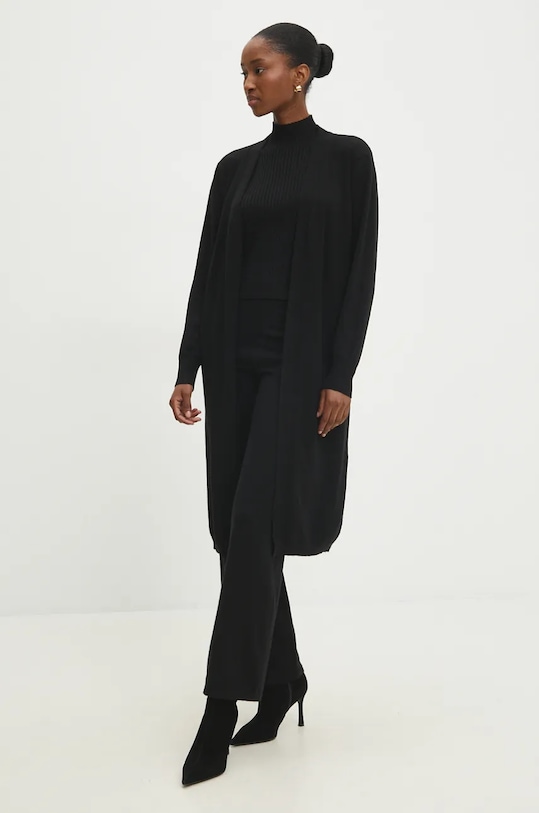 Answear.LAB spodnie, top i kardigan dzianina czarny mc2402.FLK